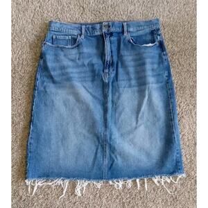 a.n.a Ana High Rise Long Skirt Blue Jean Slit Raw Hem Women's 18 38x26